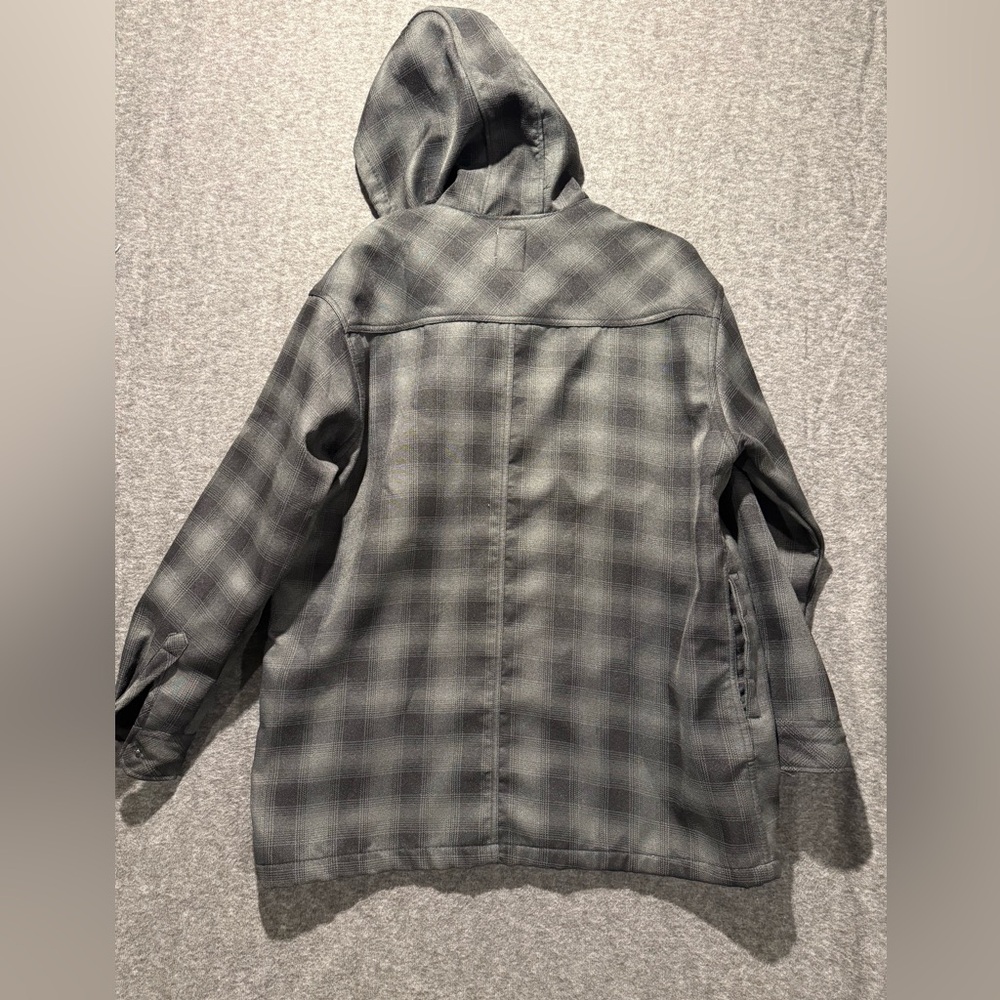 Dickies Fleece Lined Jacket mens XL 46-48 plaid gray black snap button up heavy - Picture 6 of 11